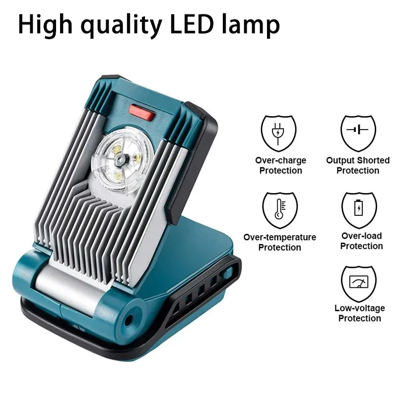 9W 420Lumens Portable LED Work Light for Makita/Bosch/Dewalt/Milwaukee 18V Li-ion Battery Outdoor Cordless Tool Floodlight