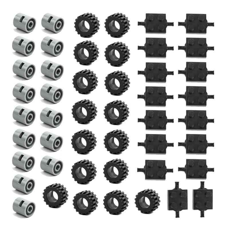 

48PCS Mini Wheel Axles Pack Block Car Accessories Tyre Hub Classic Building Bricks Children DIY Toys Blocks Parts For Kids