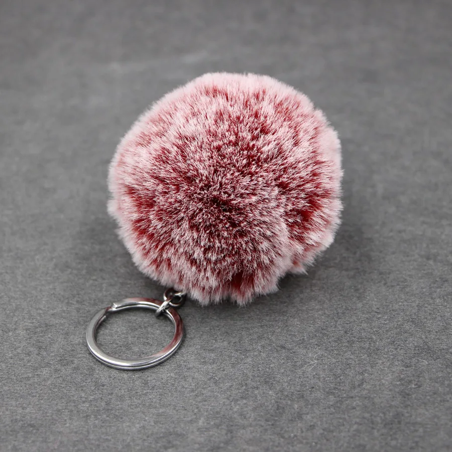 Frost Color Fluffy Rabbit Fur Pompom Chaveiro para Mulheres, Menina Bonita Pompon Ball, Chaveiro na Bolsa, Trinket de carro, Jóias Femininas, Presente Festa