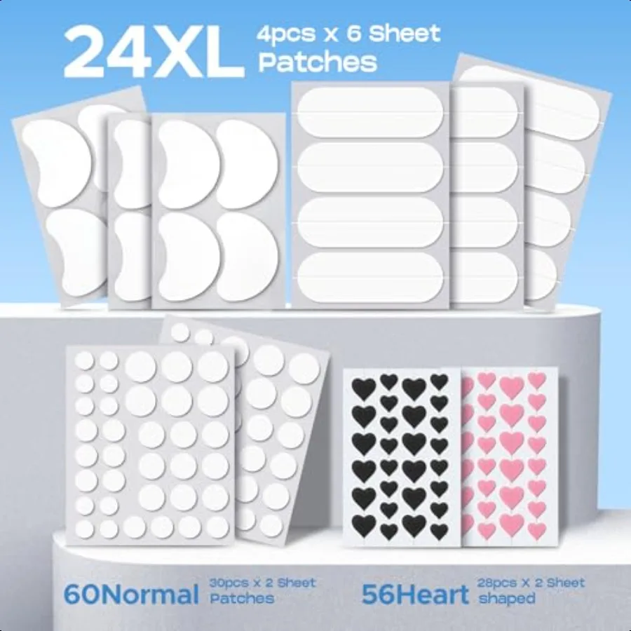 حب الشباب بثرة التصحيح 8 أحجام 140 قطعة بقع حب الشباب الغروانية المائية مع صندوق تخزين 24 XL بقع بثرة للوجه الذقن الأنف 4 أشكال Z #3