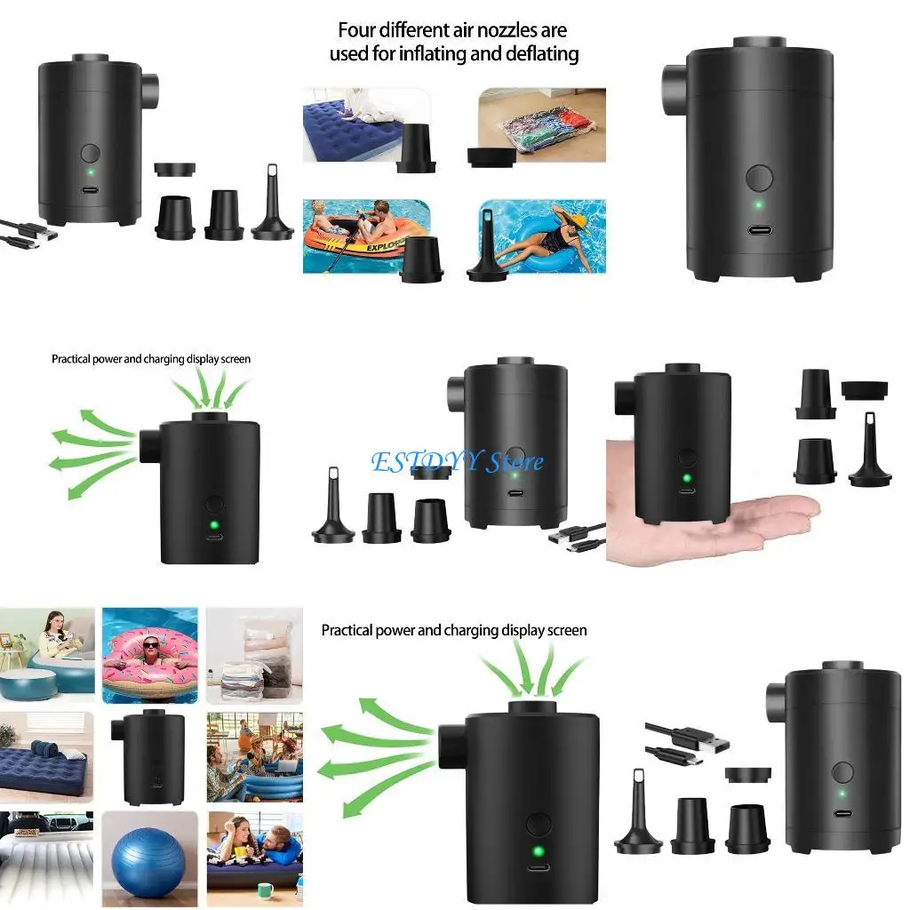 

G6DE Compacts Handheld Air Pumps 4 Nozzles Fast Inflation Deflation Outdoor Use
