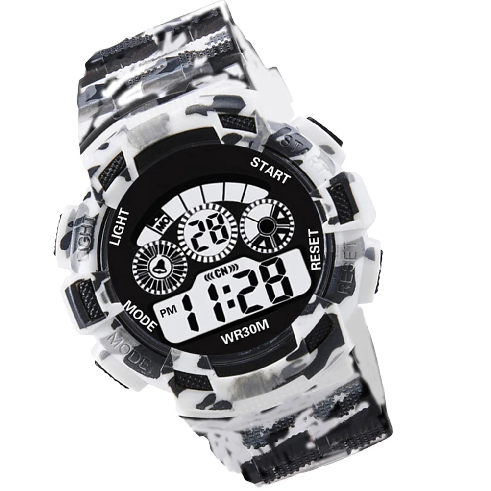 ساعة رقمية إلكترونية للطلاب رمادي فاتح مقاومة للماء، منبه رياضي، شاشة LED للرجال، كاجوال في الهواء الطلق #5