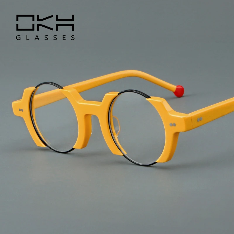 

OKH Handmade Acetate Glasses Frame Vintage Retro Eyeglasses for Men Women Luxury Brand Eyewear Personalized Fashion Design B11