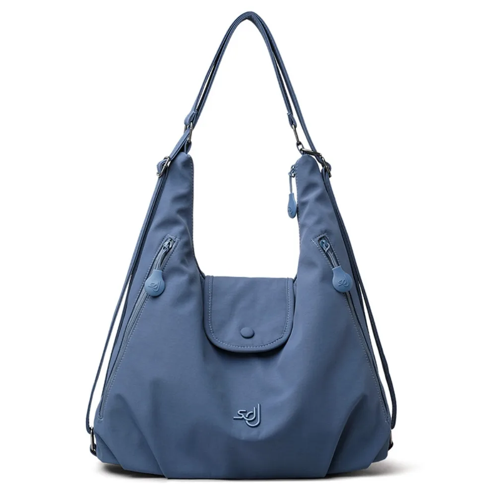 Versatile Multi-Functional Women's Shoulder Bag Solid Color Large Capacity Travel Handbag Nylon Double Strap Backpack for Women
