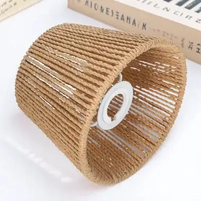

Brown Woven Rope Lampshade Handmade Ceiling Light Cover E14 E27 Decorative Indoor Lamp Shade for Office Home Cafe