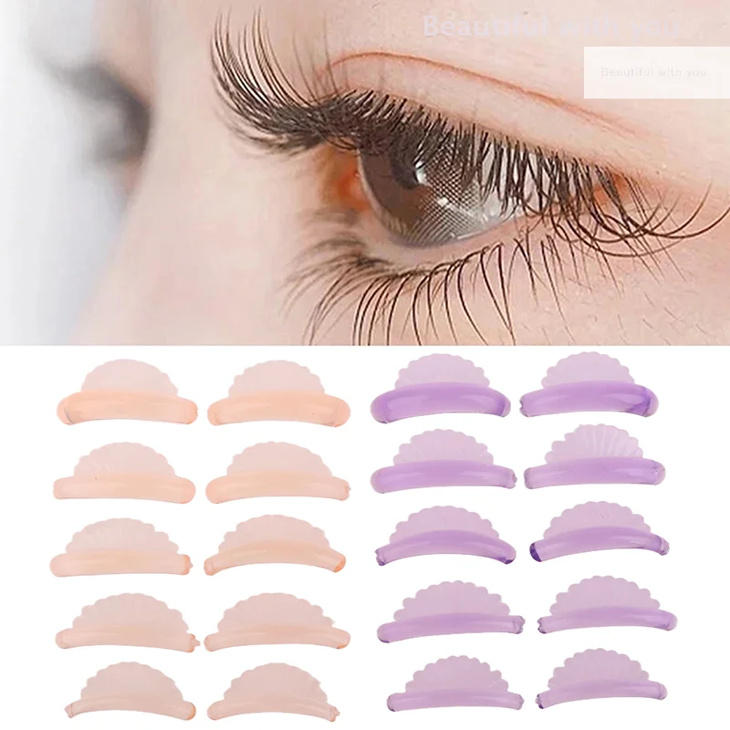 แผ่นดัดขนตาซิลิโคนแบบ C Curl 5 คู่ ใหม่ แผ่นดัดขนตาแบบมีกาว ช่วยยกขนตา 3 มิติ อุปกรณ์ดัดขนตา เครื่องมือแต่งหน้า