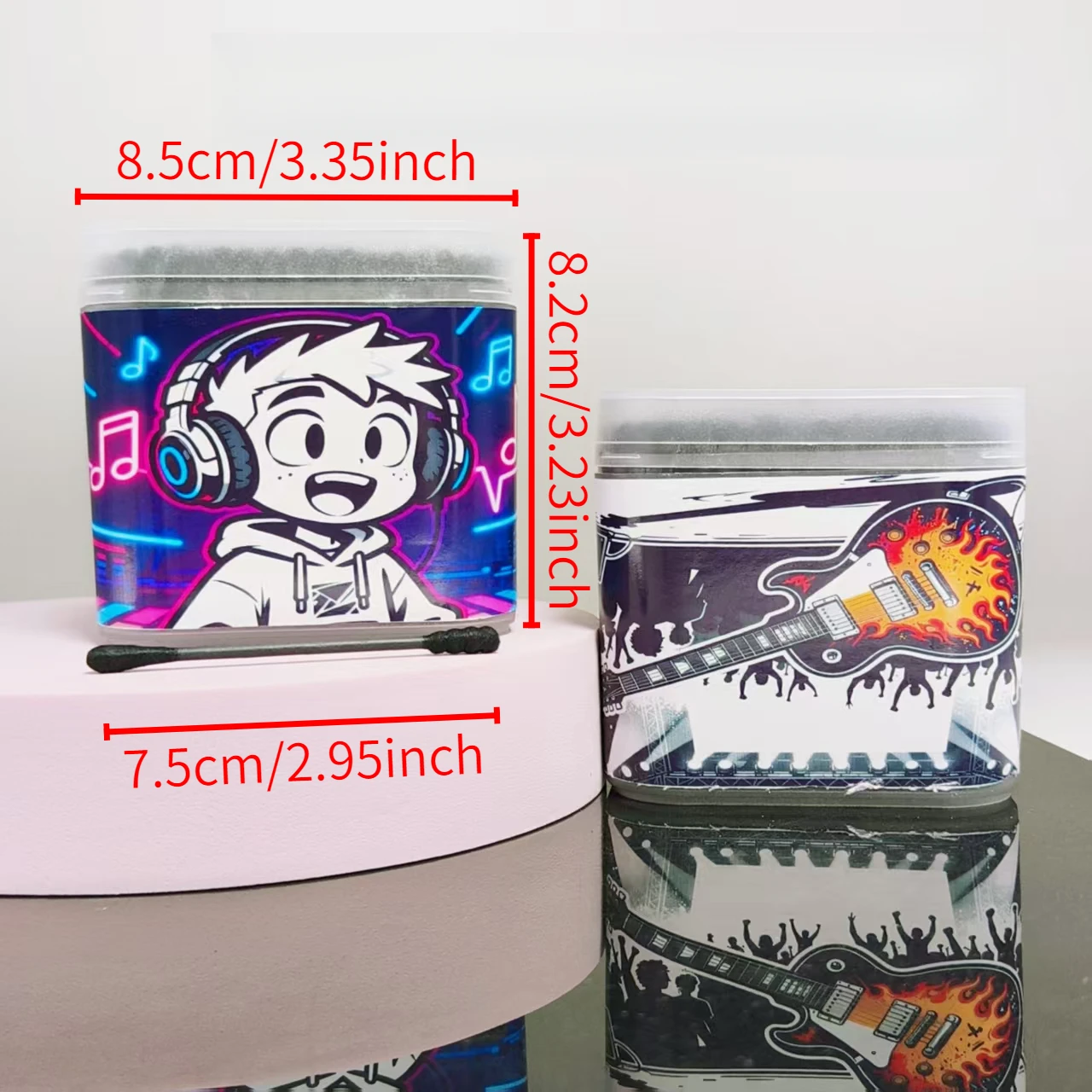 400개(2박스) 기타 음악 소년 패턴 면봉 일상 용품 검정색 양면 면봉