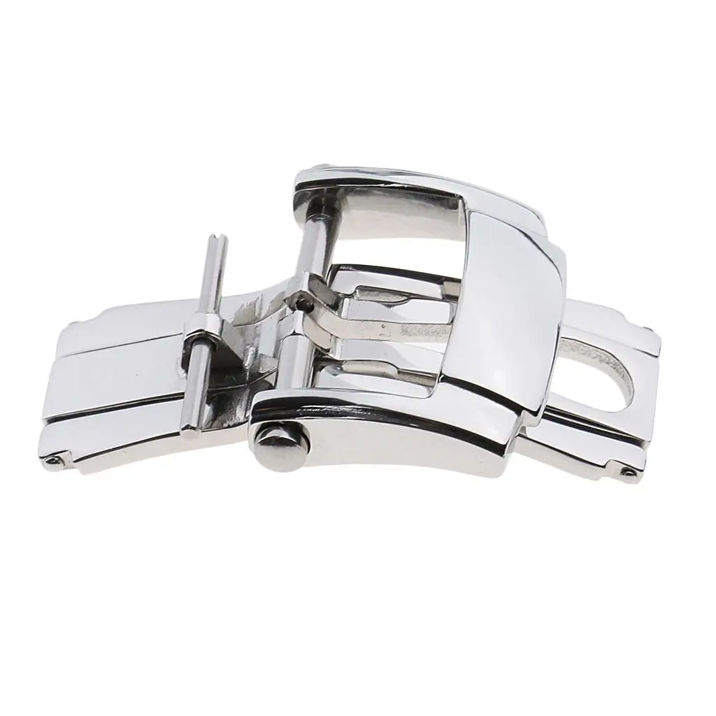 Elegant Stainless Steel Deployment Clasp for 18mm Leather Straps