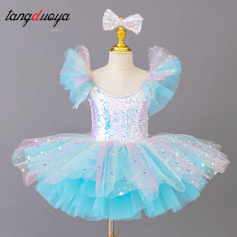 أطفال توتو التنانير يوتار الترتر الرقص الحديث توتو فستان الفتيات ملابس رقص الجاز مرحلة الأطفال فستان الزفاف الأميرة #3