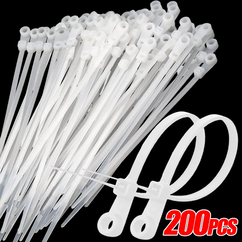 Nylon Cable Ties with Screw Hole Mountable Self Locking Loop Wraps Bundle Ties Straps Office Cables Wire Fastening Organizer