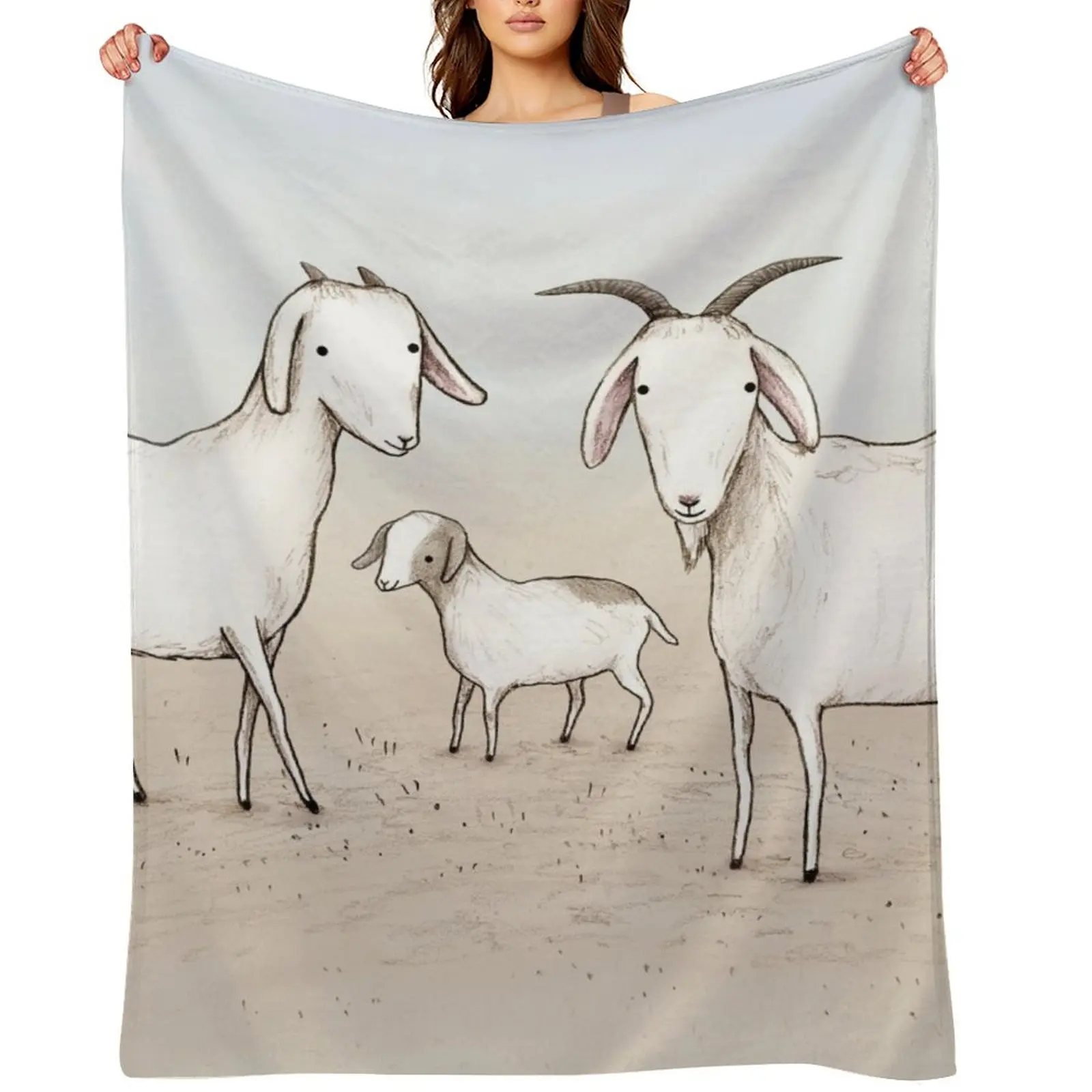 

Wild Goat Family Throw Blanket Sleeping Bag Flannels Furry wednesday Blankets