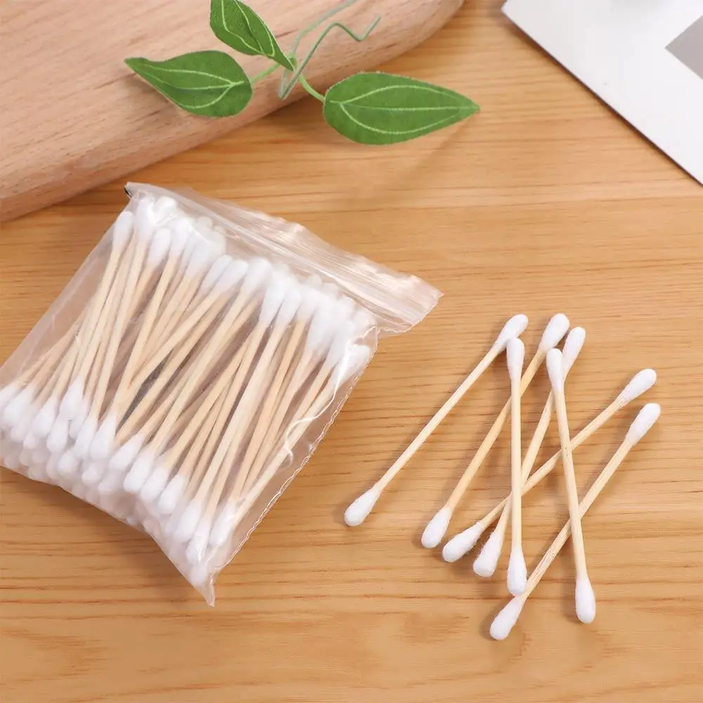 

100PCS Double-Ended Disposable Cotton Swabs Manicures Beauty Hygiene Cotton Stick Ear Clean Wooden Cleaning Tampons Makeup Tool
