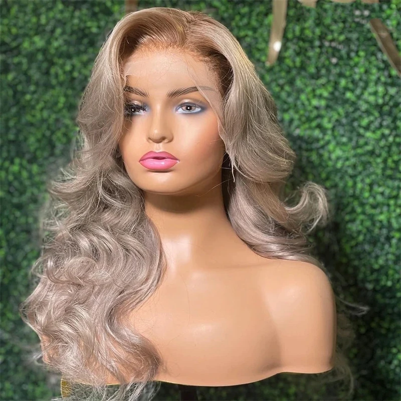 13x6 HD Transparent Lace Frontal Wigs Honey Blonde Ombre Colored Lace Front Wig Wavy Pre Plucked Ash Blonde Human Hair For Women