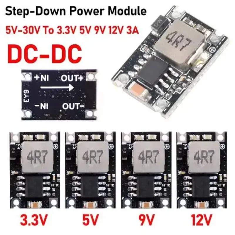 10-5pcs DC-DC Buck Converter Step Power Supply Module 5V-30V To 3.3V5V9V 12V 3A Voltage Regulator for Car Motorcycle Battery