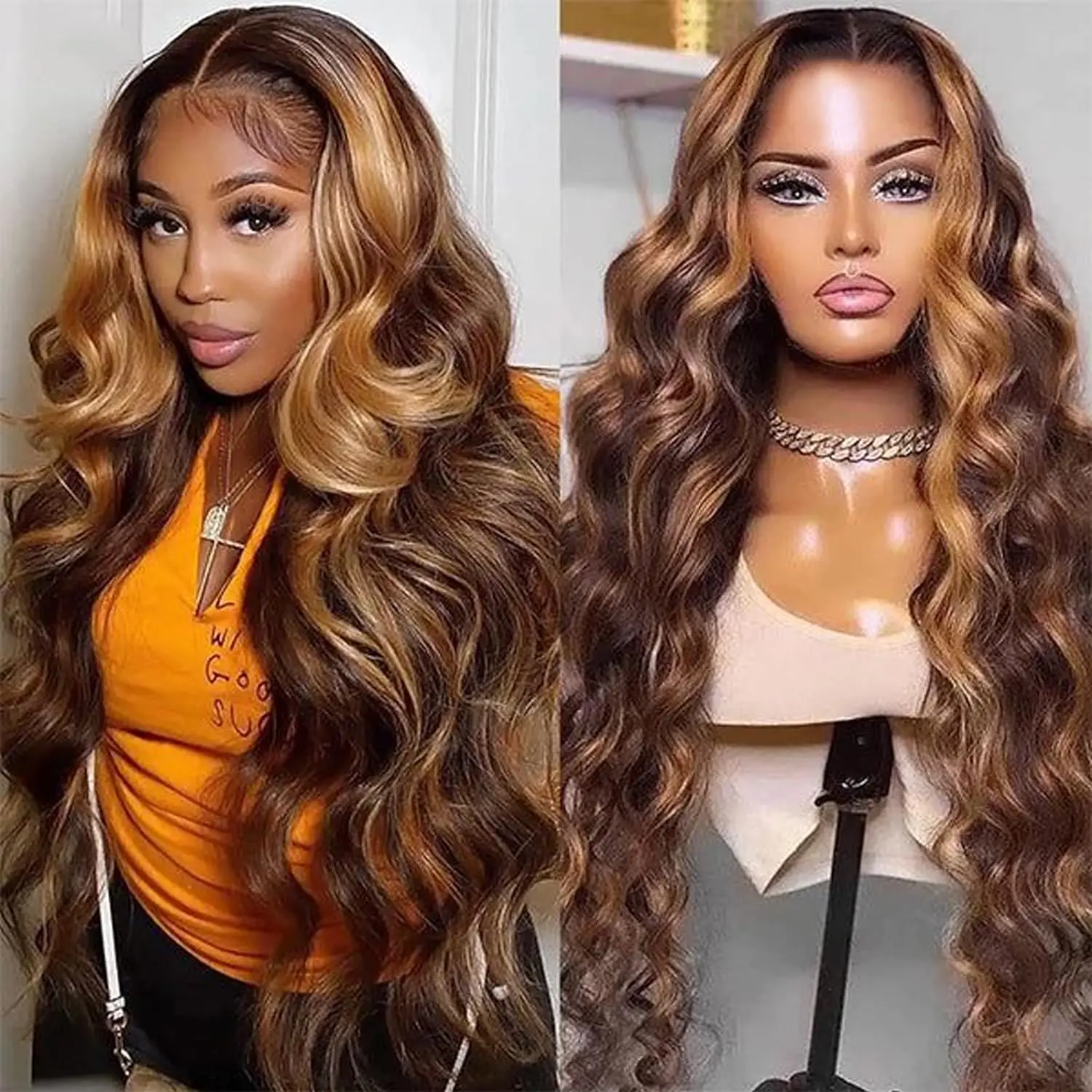 

Human Hair HD Lace Front Human Hair Wigs P4/27 Highlight Wig Body Wave 13x4 13x6 HD Lace Frontal Wig for Women