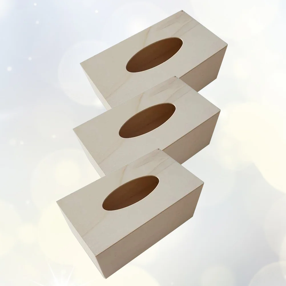 

3Pcs DIY Tissue Box Wooden Handmade Napkin Holder Plain Color Design Exquisite Polished Surface No Burr for Home Shop