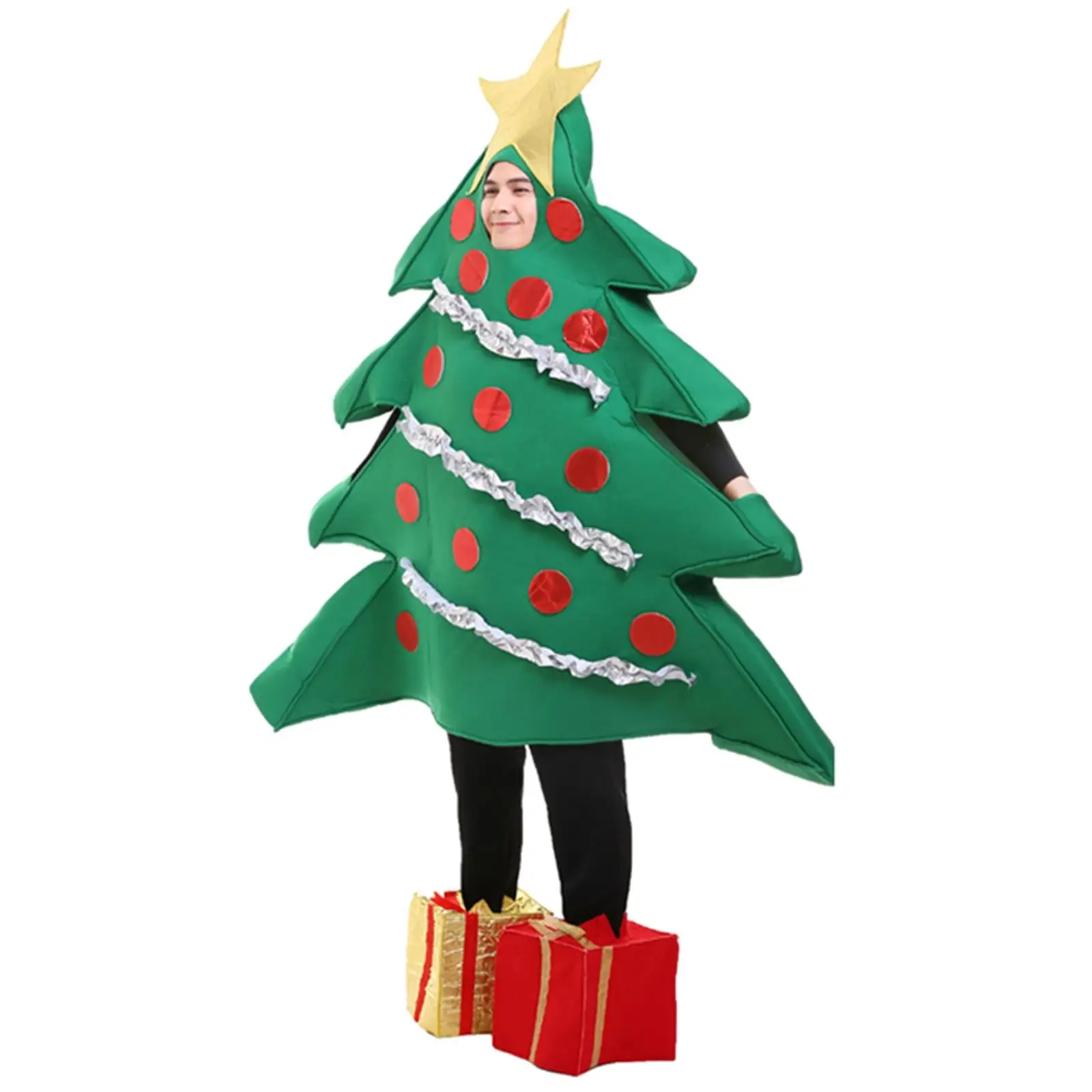عيد الميلاد تأثيري شجرة زي الكبار هدية أغطية الحذاء الزي ملابس مضحكة للحزب حفلة تنكرية فستان بتصميم حالم لعب الأدوار عيد الميلاد