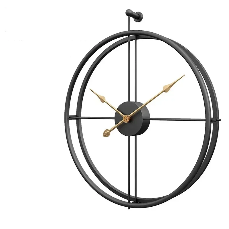 Metal Ironwork Circular Simplicity Wall Clock Fashion Originality Home Living Room Restaurant Decorate Golden Black Wall Watch
