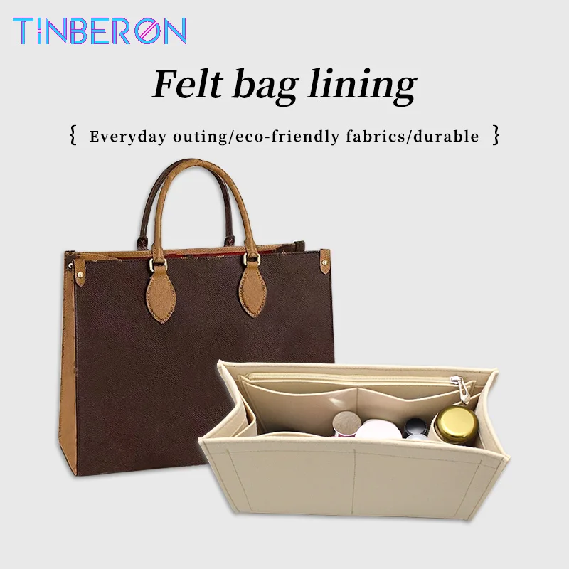 

Внутренняя сумка-тоут TINBERON, фетровая Сумка-вкладыш, органайзер для косметики, дорожный кошелек, портативная косметичка на молнии, тоут для хранения