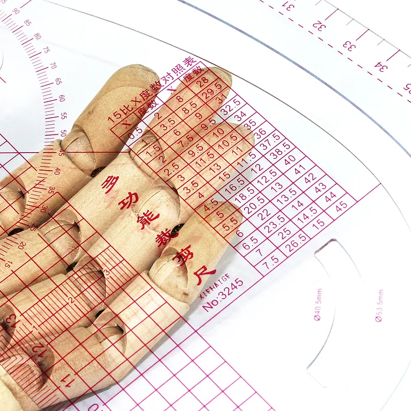 45cm/17.7" Straight & Curve Dual-Use Ruler, Built-in Scale for Sewing, Tailoring & Crafting