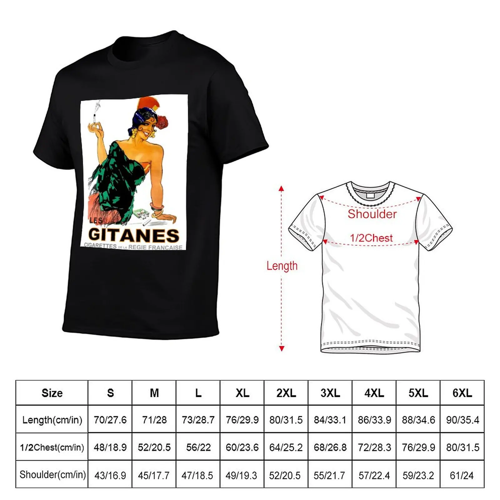 LES GITANES L خمر السجائر النادرة ريجي فرانسيز الإعلان تي شيرت مطبوع تي شيرت شخصية رجل تي شيرت مصمم تي شيرت #6