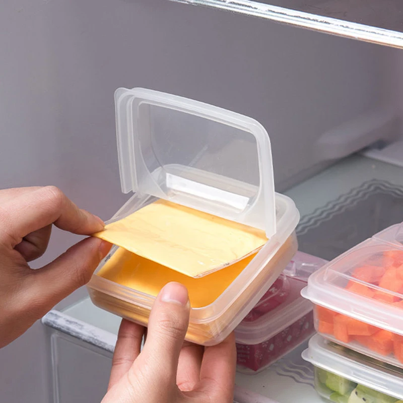 1PC PP Butter Storage Box Portable Refrigerator Fruit Vegetable Fresh-keeping Organizer Box Transparent Cheese Container