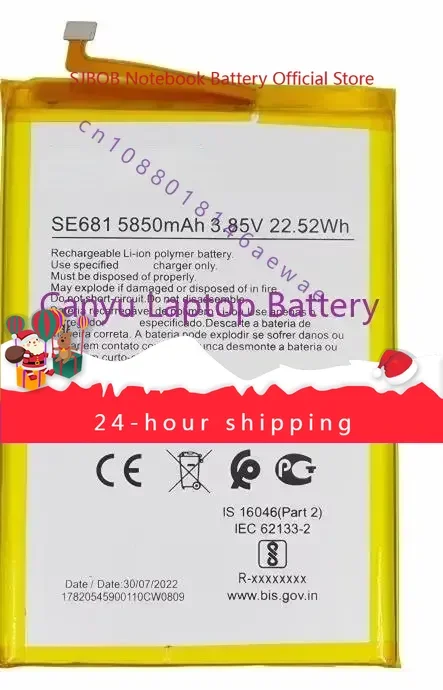 

5850mAh 22.52Wh SE681 Replacement Battery For Nokia C30 Batteries