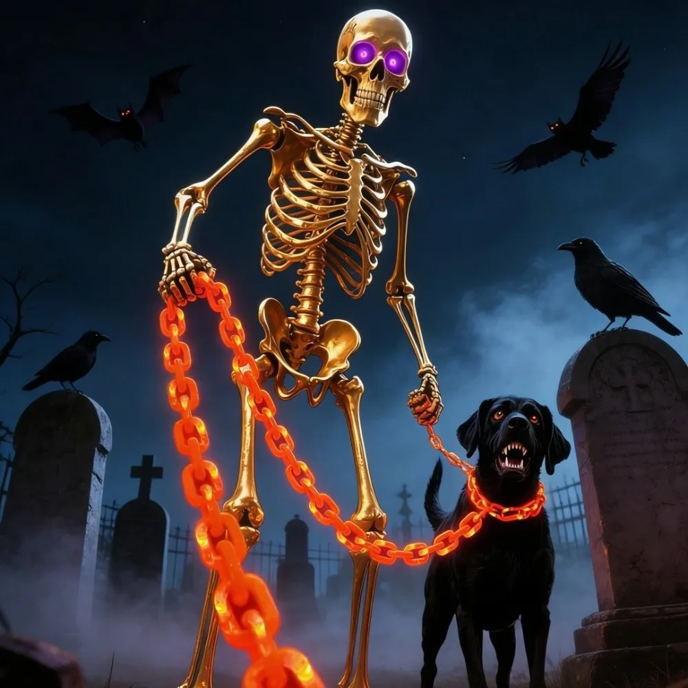 2M Halloween Chain Lights 8 Lighting Modes Waterproof Skeleton String Lights Battery or Solar-powered