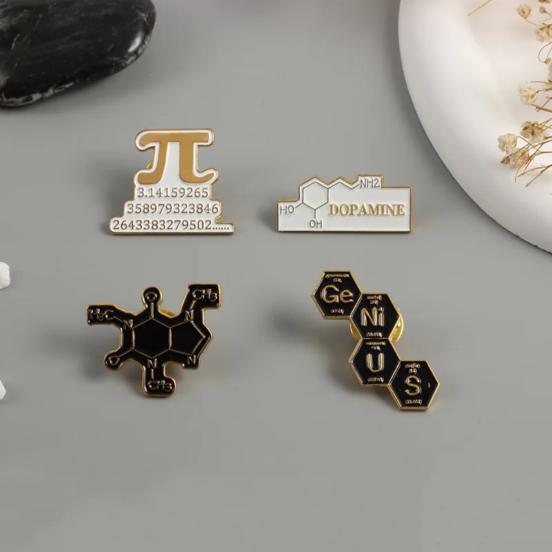 Mathematical Chemistry Molecular Science Research Enamel Pins Creative Animal Brooches Kids Backpack Decoration Jewelry Women Co