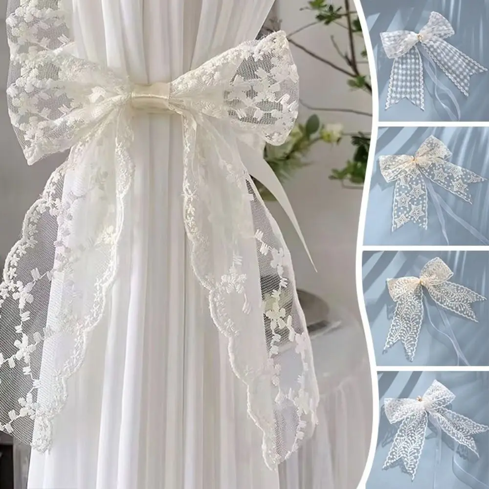 2Pcs/set Lace Bow-knot Curtain Tieback Clip Tied Belt exquisite Curtain Strap simple Curtain Holders Living Room Home Decor