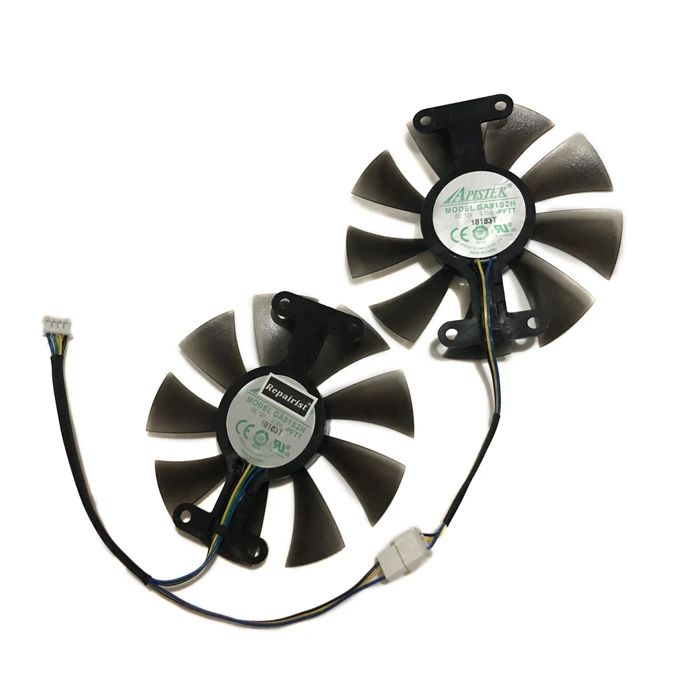 Refroidisseur de refroidissement GPU, ventilateur de carte vidéo,GA91S2H,pour PowerColor Red Dragon RX480 RX580 RX470, PLA09215S12H,ensemble de 2 pièces