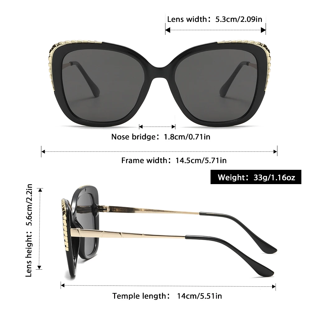 نظارات شمسية Oyalie الفاخرة ذات الإطار الكبير، تصادم أزياء قديم وأنيق، دمج العناصر الكلاسيكية وتصميم كبير الإطار، فاخرة متوسطة الحجم، إنها اختيارًا رائعًا لمتابعة الموضة والجودة للأشخاص. مناسبة للنزهات اليومية والسفر الاجتماعي والمناسبات العصرية والمناسبات الأخرى من الملحقات.