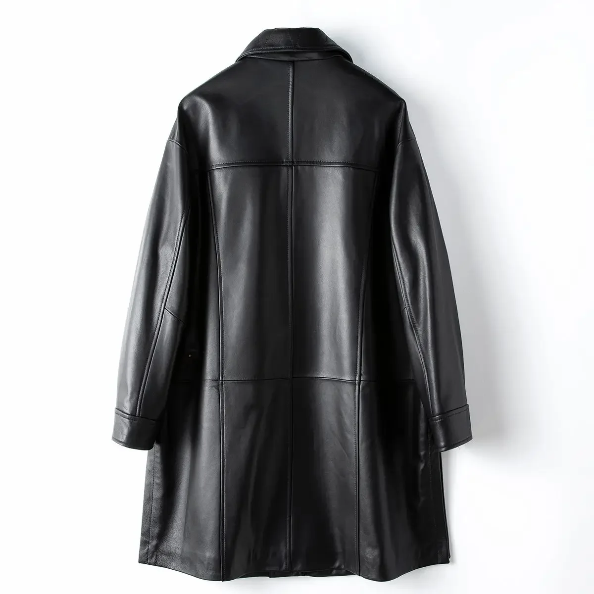 Haining Spring New Leisure Long Leather Windbreaker 100% Sheepskin Women's Genuine Leather Coat