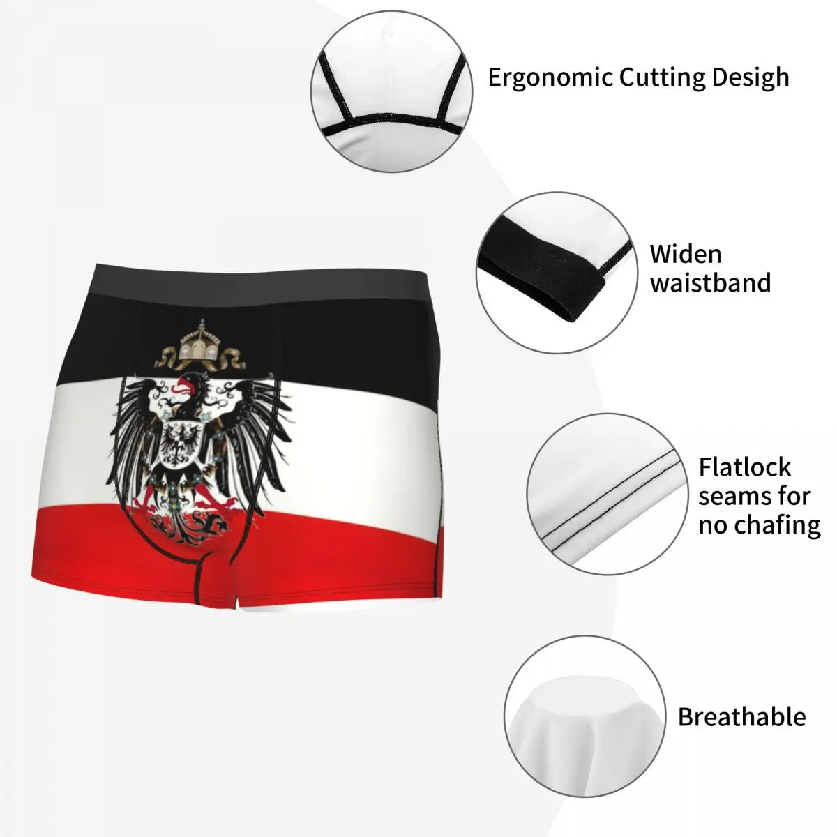 Custom Male Flag Of German Empire Underwear Germany Deutschland Germany Proud Boxer Briefs Breathbale Shorts Panties Underpants