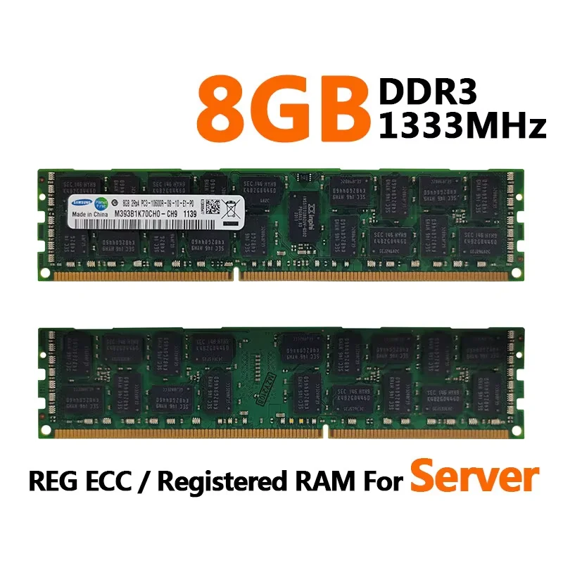 1/2/4PCS SAMSUNG Memoria DDR3L DDR3 8GB 16GB 32GB 1333 1600 1866MHz Server Memory PC3-12800R REG ECC RAM Registered Memory