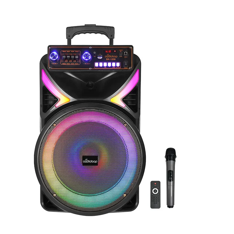 1200W peak value Wireless Bluetooth speaker portable home karaoke subwoofer LED display screen music center Trolley voice box