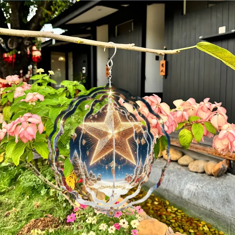 1pc 3D Rotating Wind Chime & Wind Spinner with 505° Continuous Spin, Metal Frame & Soothing Sound for Garden, Patio, Balcony