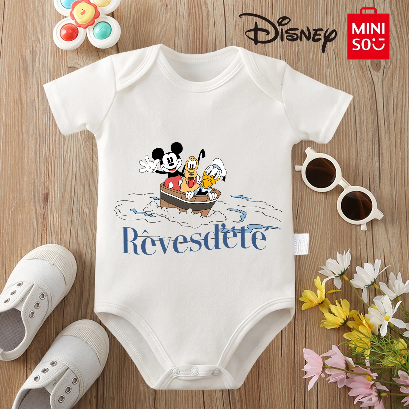 

MINISO Minnie/Daisy Cute Print Baby Cloths 100% Cotton Jumpsuit Onesie Bodysuit for 0 To 12 Months Newborn Best Gift for Baby