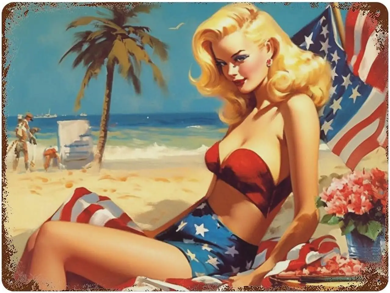 Pin Up Girls Poster Sign Aluminum Sign American Pin Up Girl with Sexy Ass Woman Farmhouse Decor Sign 12x16 No Rust Gifts Re sign