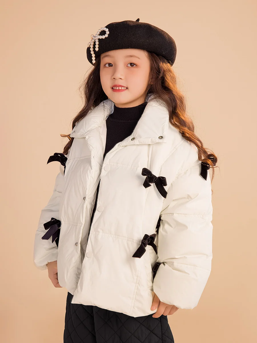 

Thick Coat + Pant Set Baby Girl Clothing 2022 Winter White Black Fashion 3T 8yrs Kids Clothes 100cm 150cm Child Outerwear