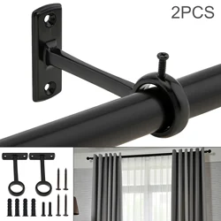 2pcs Single Hole Aluminum Alloy Ceiling Mount Curtain Rod Bracket for 1 Inch Drape Pole with Adjustable Screw Rod Brackets Tools