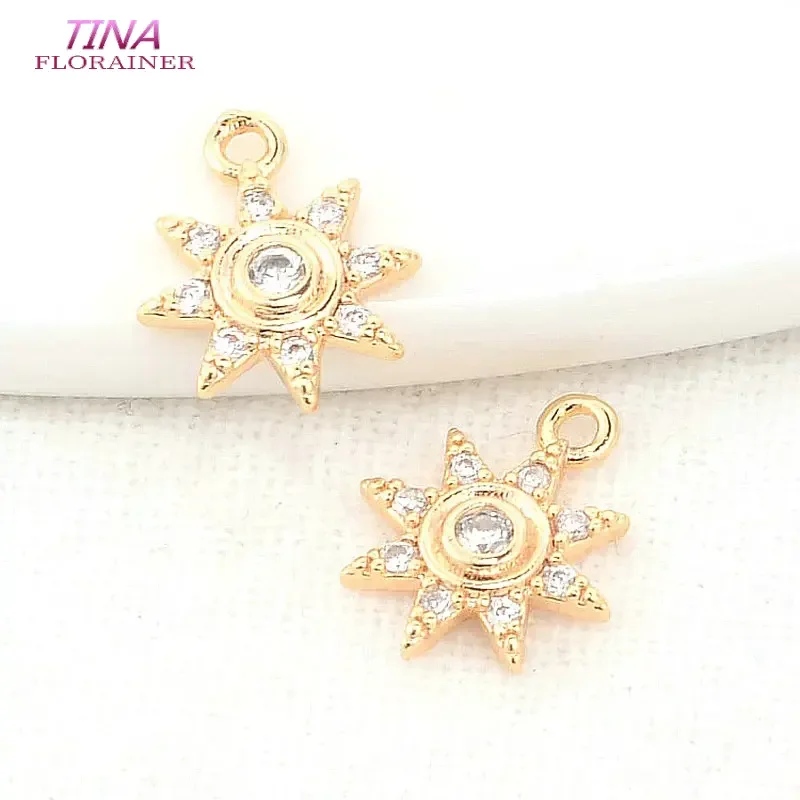 9*11MM 14K Gold Color Plated and Zircon Sun Charms Pendants Jewelry Making Supplies Diy Accessories