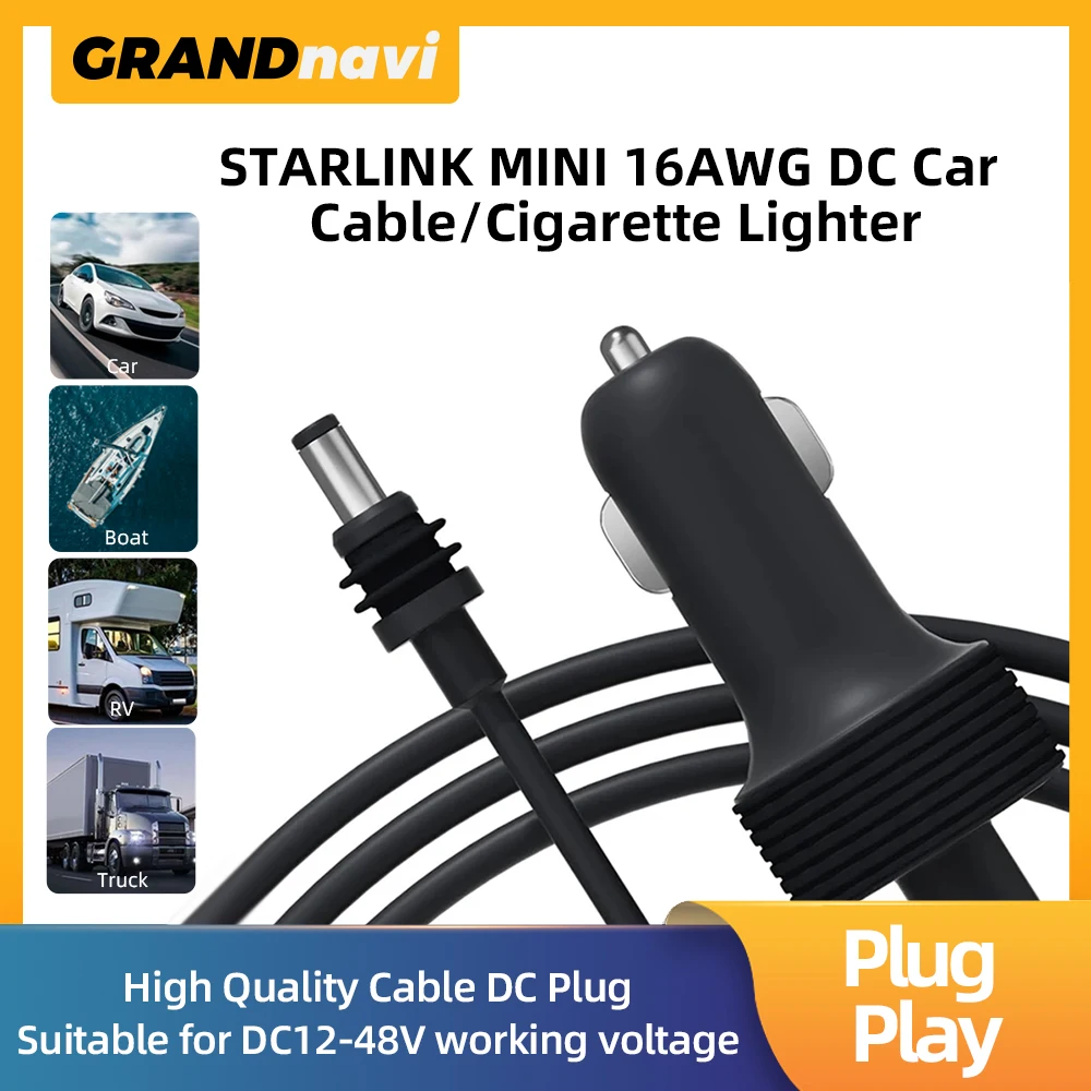 For Starlink Mini Single Line 3 in1 TypeC/DC Car Charging Power Cable High-Speed Type C DC to DC Replacement Cable Power Cable