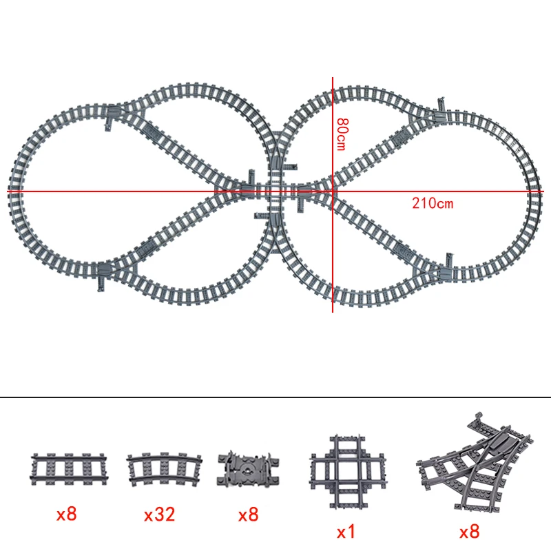 

MOC Creative City Train Points Switching Tracks Flexible Railway Crossings Rails Forked Building Block Bricks DIY kids Toys gift