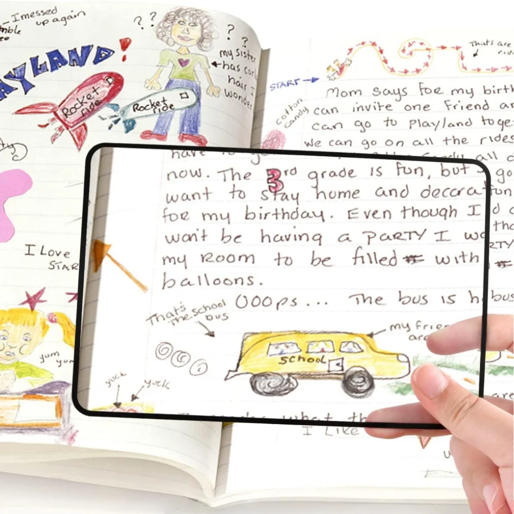 Lupa de hoja grande de página completa, ayuda de lectura, lupa de lectura, lente de aumento de página de vidrio, 4 Uds.