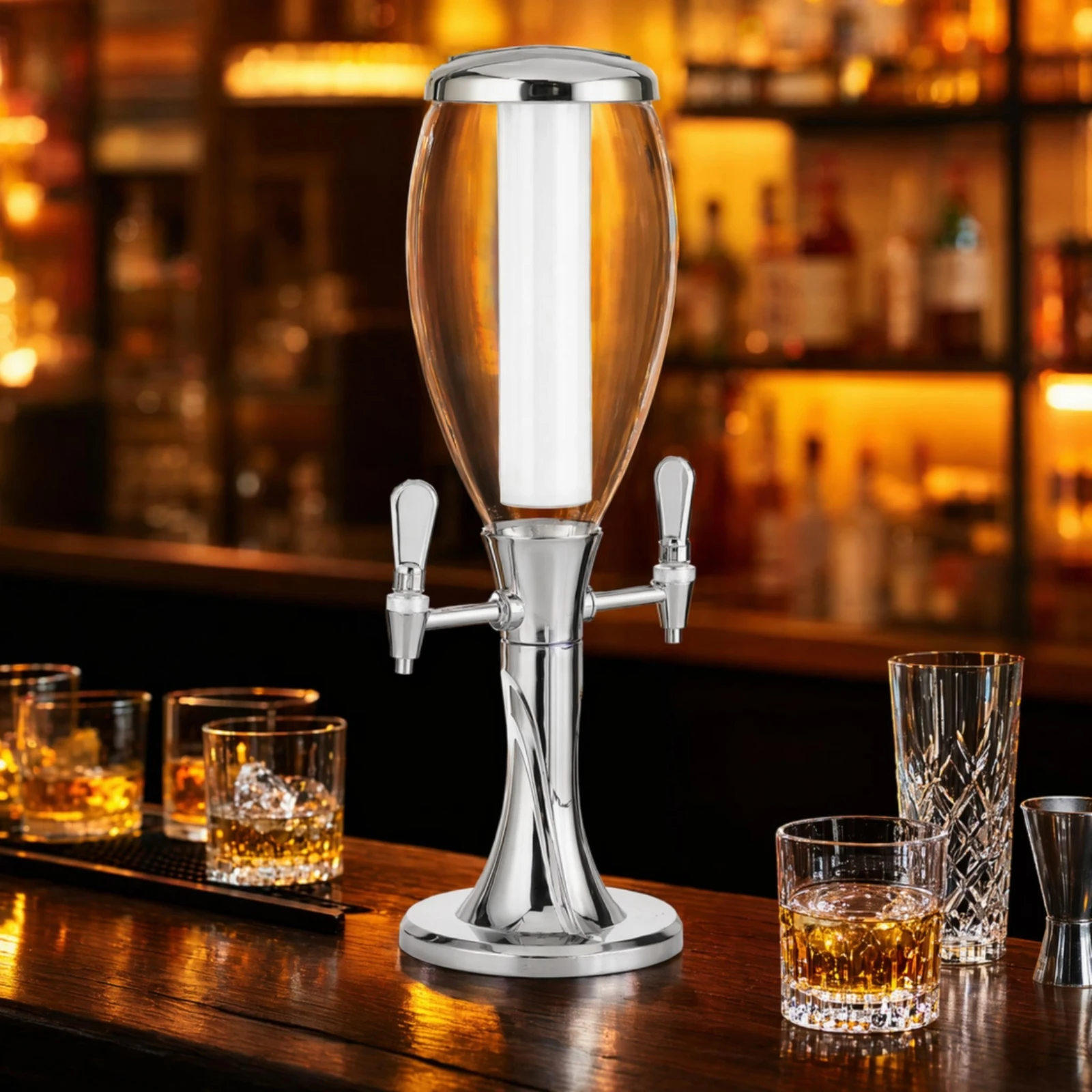 twoTap Beverage Dispenser Countertop Beverage Dispenser with Ice Column Drink Dispenser with Tap Stable Sturdy for Hosts
