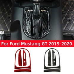 For Ford Mustang GT 2015-2021 Accessories Carbon Fiber Interior Car Gear Shift Box Panel Cover Trim Frame Decorative Kit Sticker