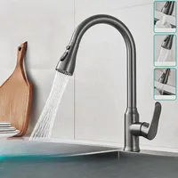 Multifunctional Stream Sprayer Pull Out Kitchen Sink Faucet Alloy Single Handle 360 Degree Rotation Hot Cold Water Mixer Tap