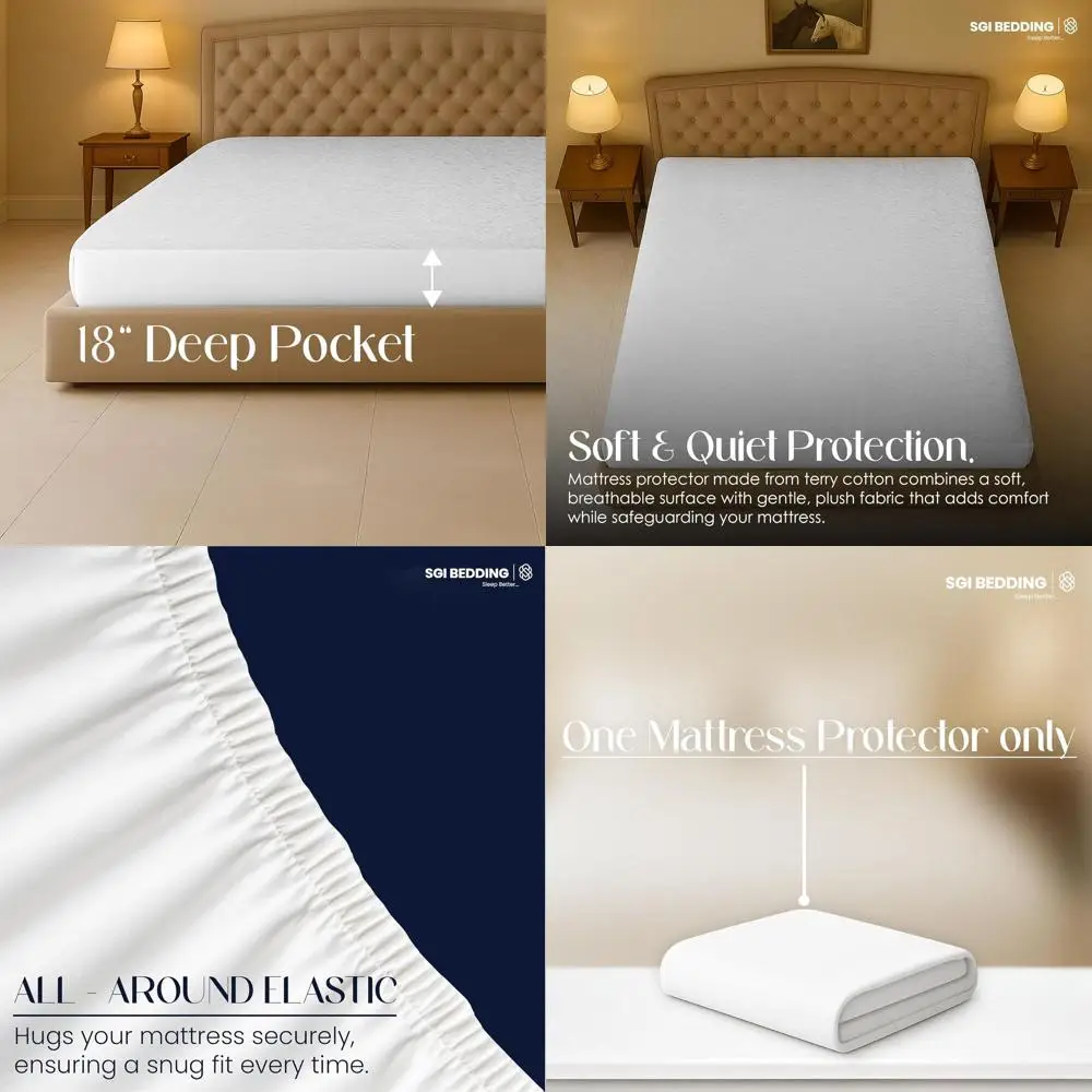 

Extra Large Waterproof Mattress Cover for Alaskan King Bed, 80 x 108, 18 Pocket, Soft and Breathable