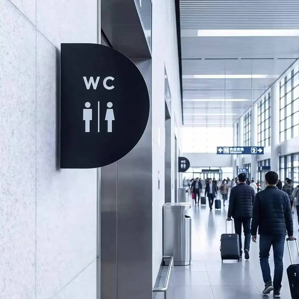 1 Stück 30x20cm Doppelseitiges WC-Schild aus Metall mit Seitenmontage, Lackierte WC-Anzeigeplakette – Detail 6